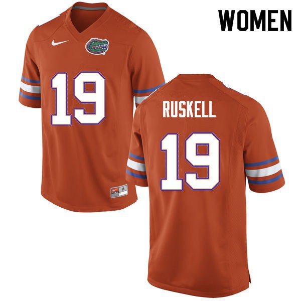 Women #19 Jack Ruskell Florida Gators College Football Jersey Orange